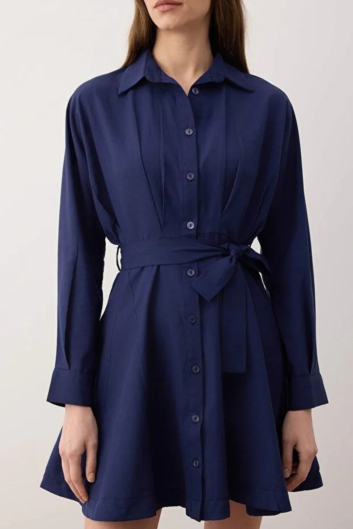 Mini Woven Shirt Dress with Belt Detail