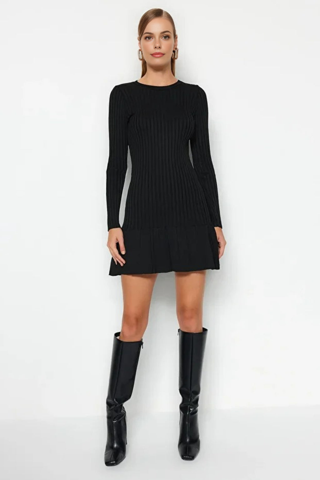 Mini Pleated Knit Dress