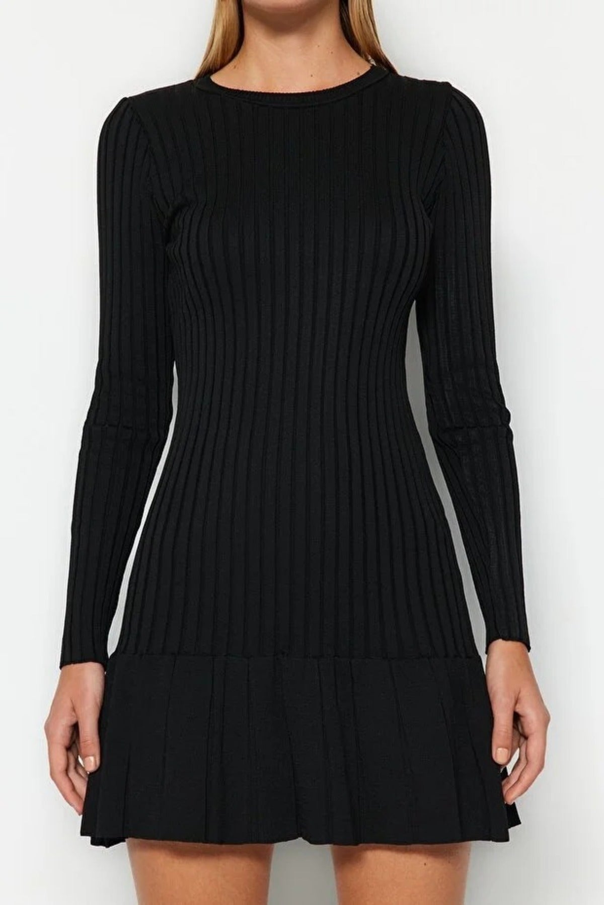Mini Pleated Knit Dress