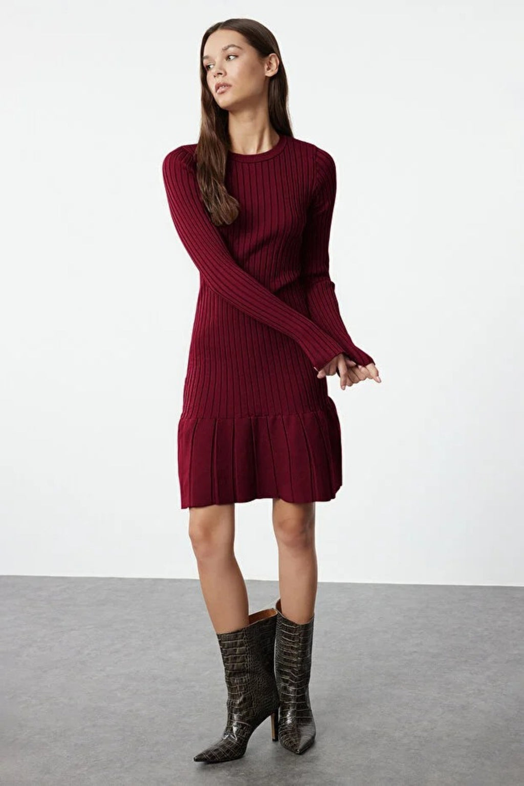 Mini Pleated Knit Dress