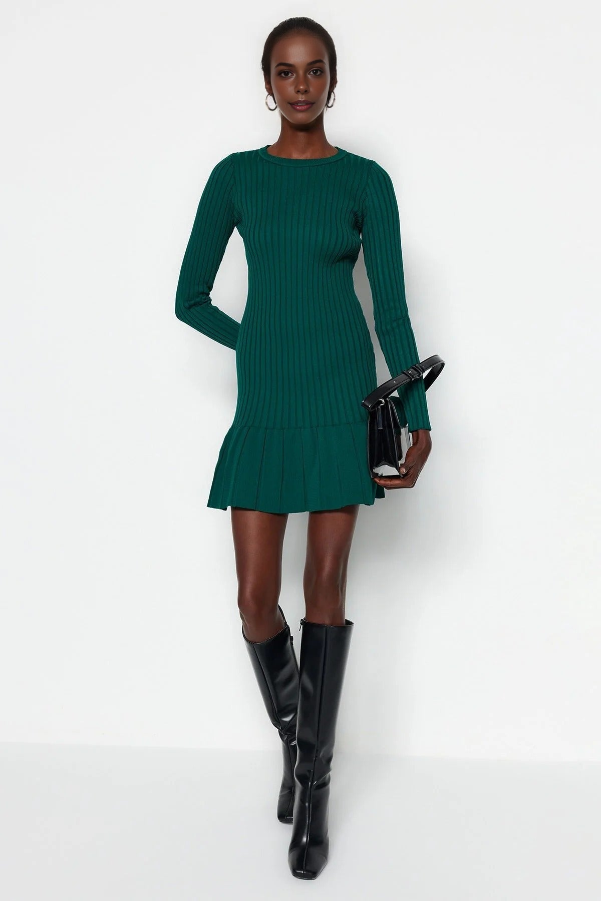 Mini Pleated Knit Dress