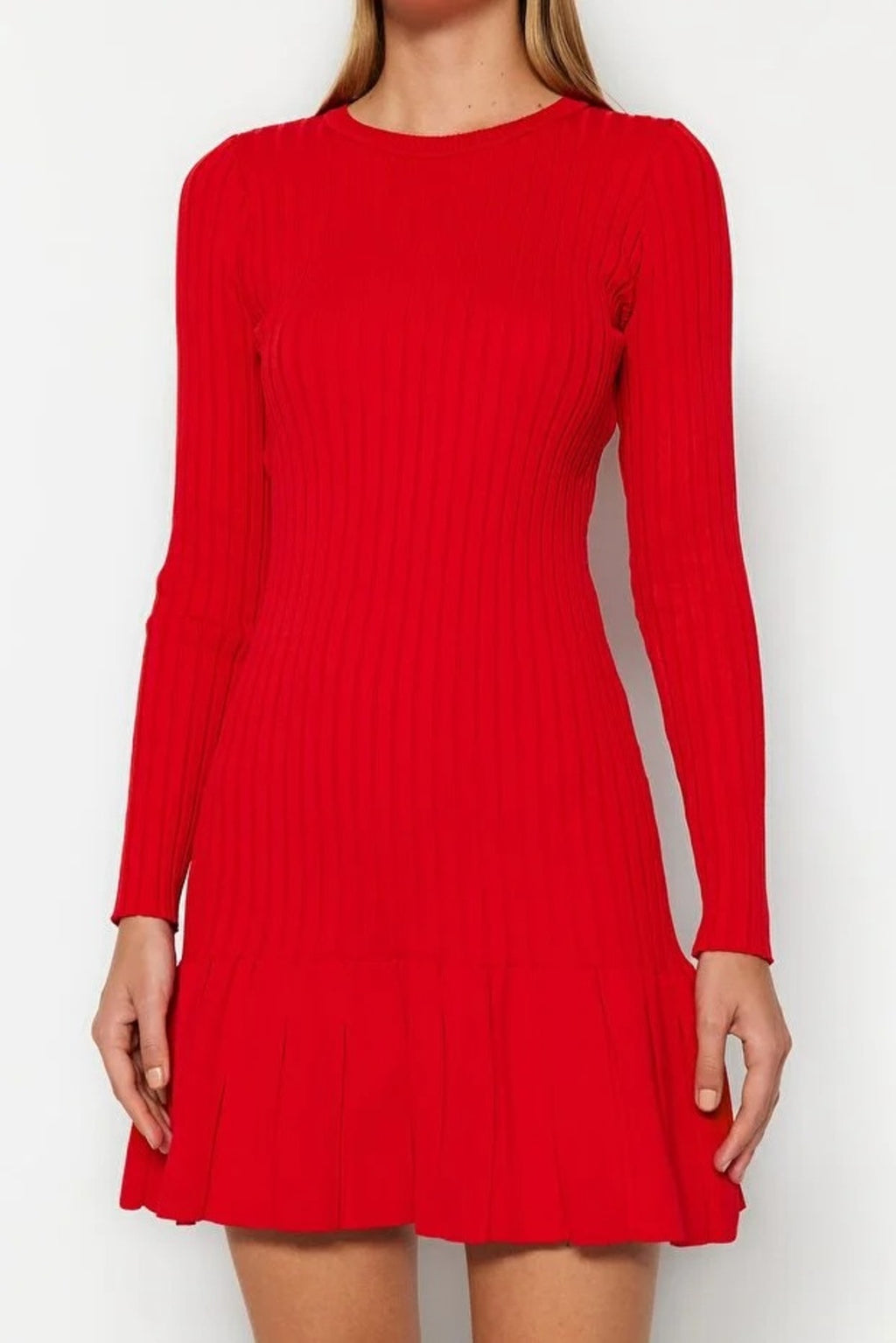 Mini Pleated Knit Dress