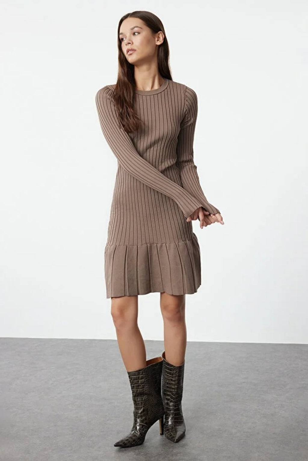 Mini Pleated Knit Dress