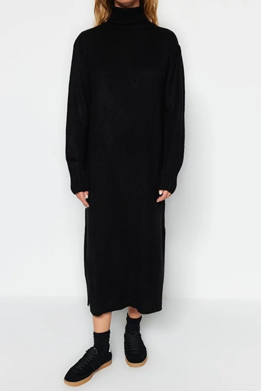 Midi Wide Cut Soft Texture Knit Dress