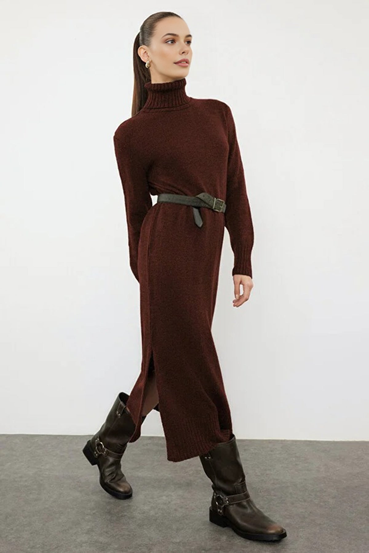 Midi Wide Cut Soft Texture Knit Dress