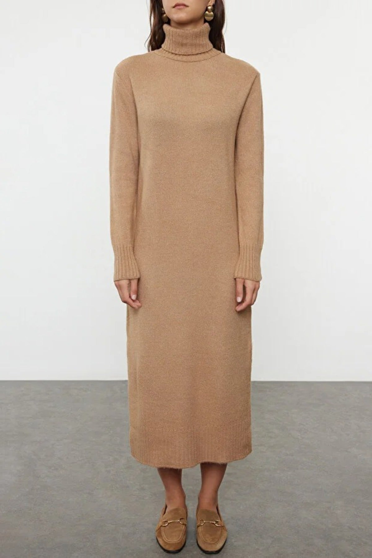 Midi Wide Cut Soft Texture Knit Dress
