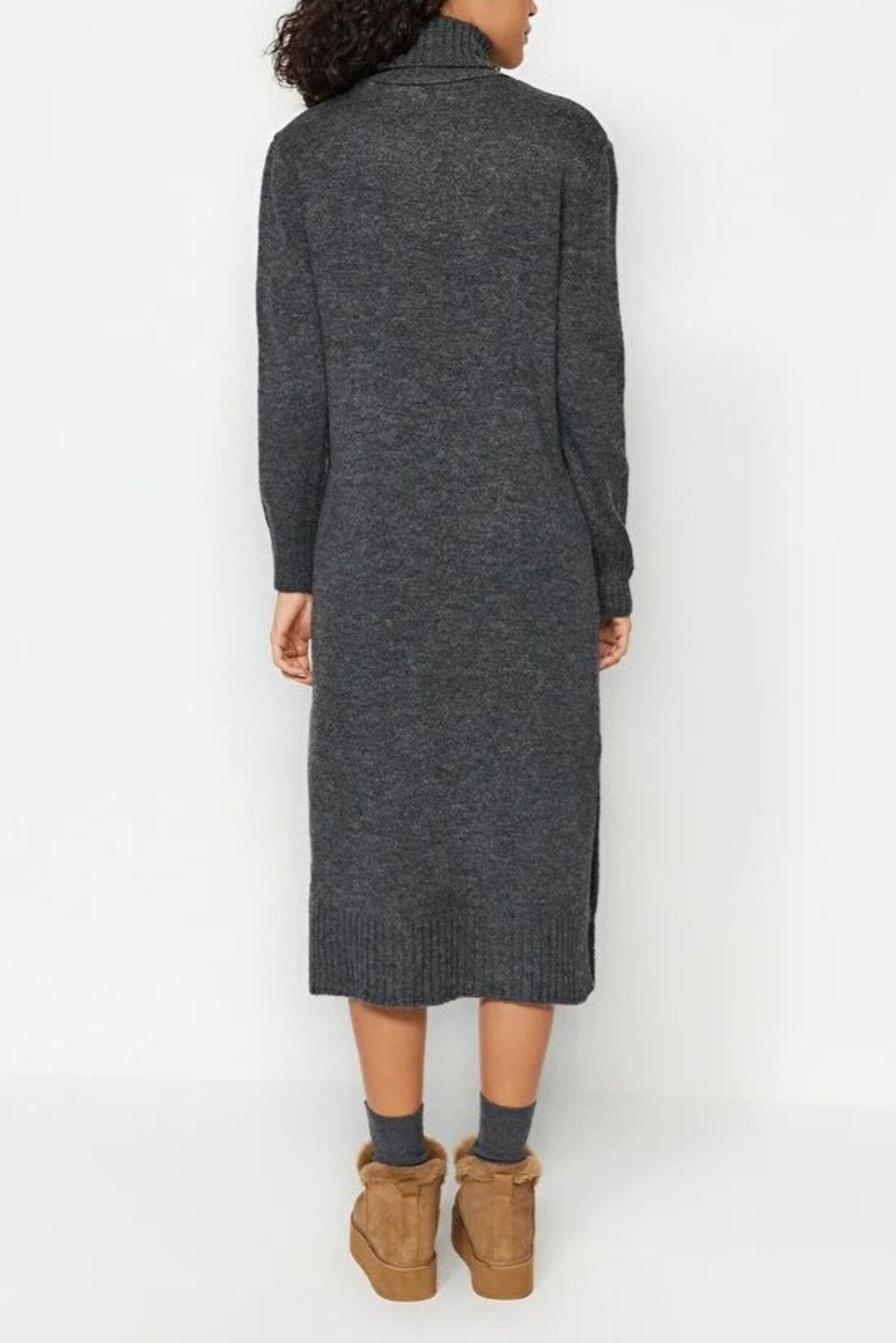 Midi Wide Cut Soft Texture Knit Dress