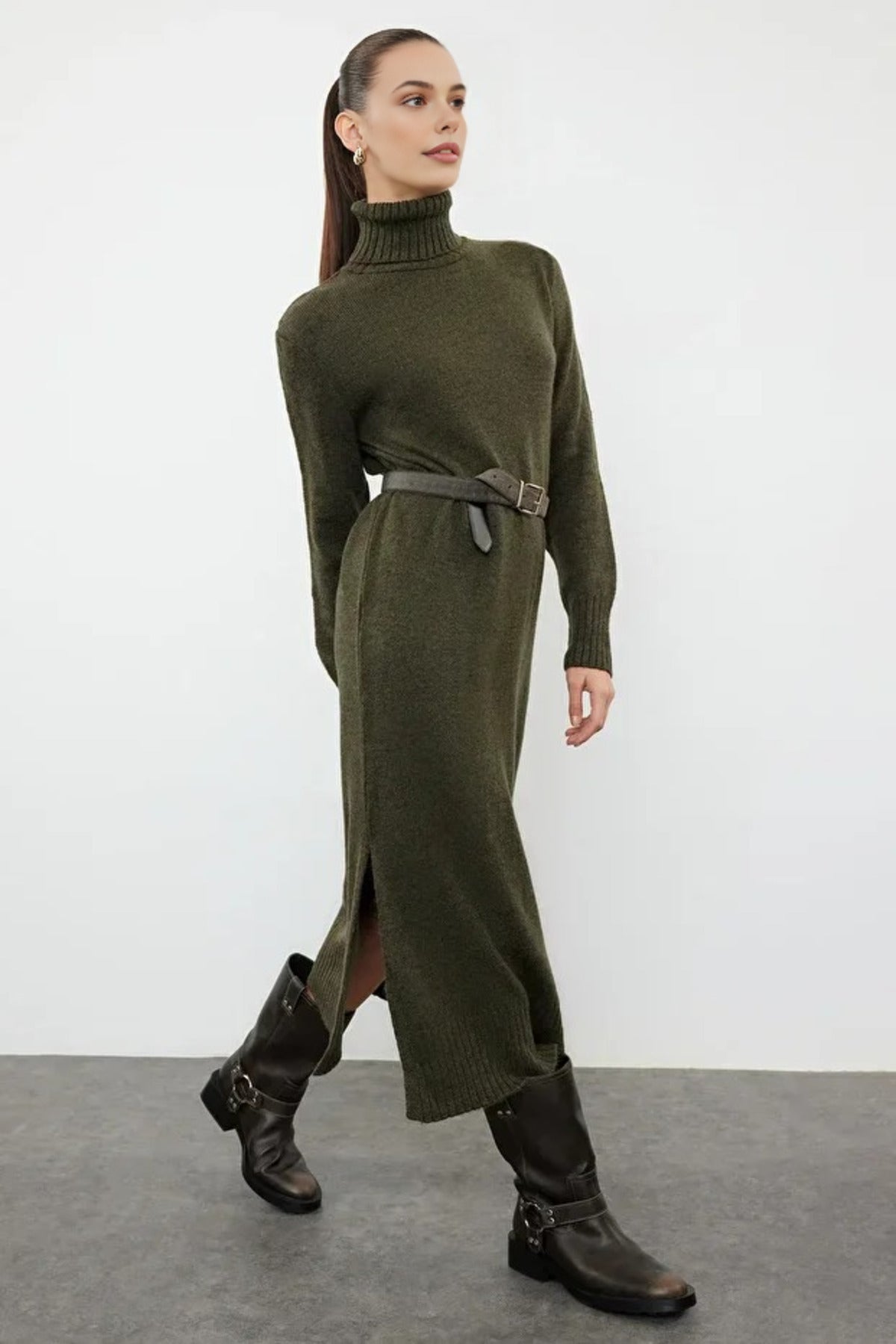 Midi Wide Cut Soft Texture Knit Dress