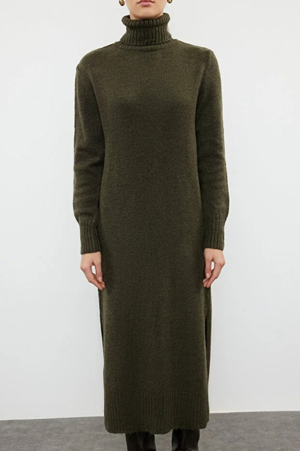 Midi Wide Cut Soft Texture Knit Dress