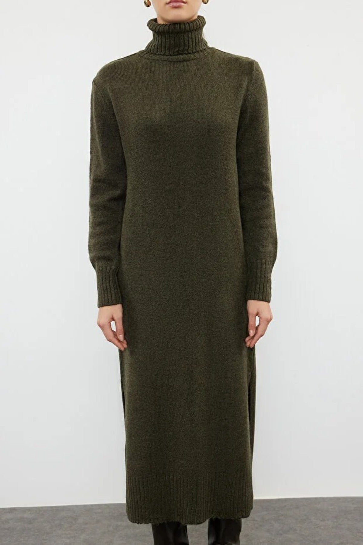 Midi Wide Cut Soft Texture Knit Dress