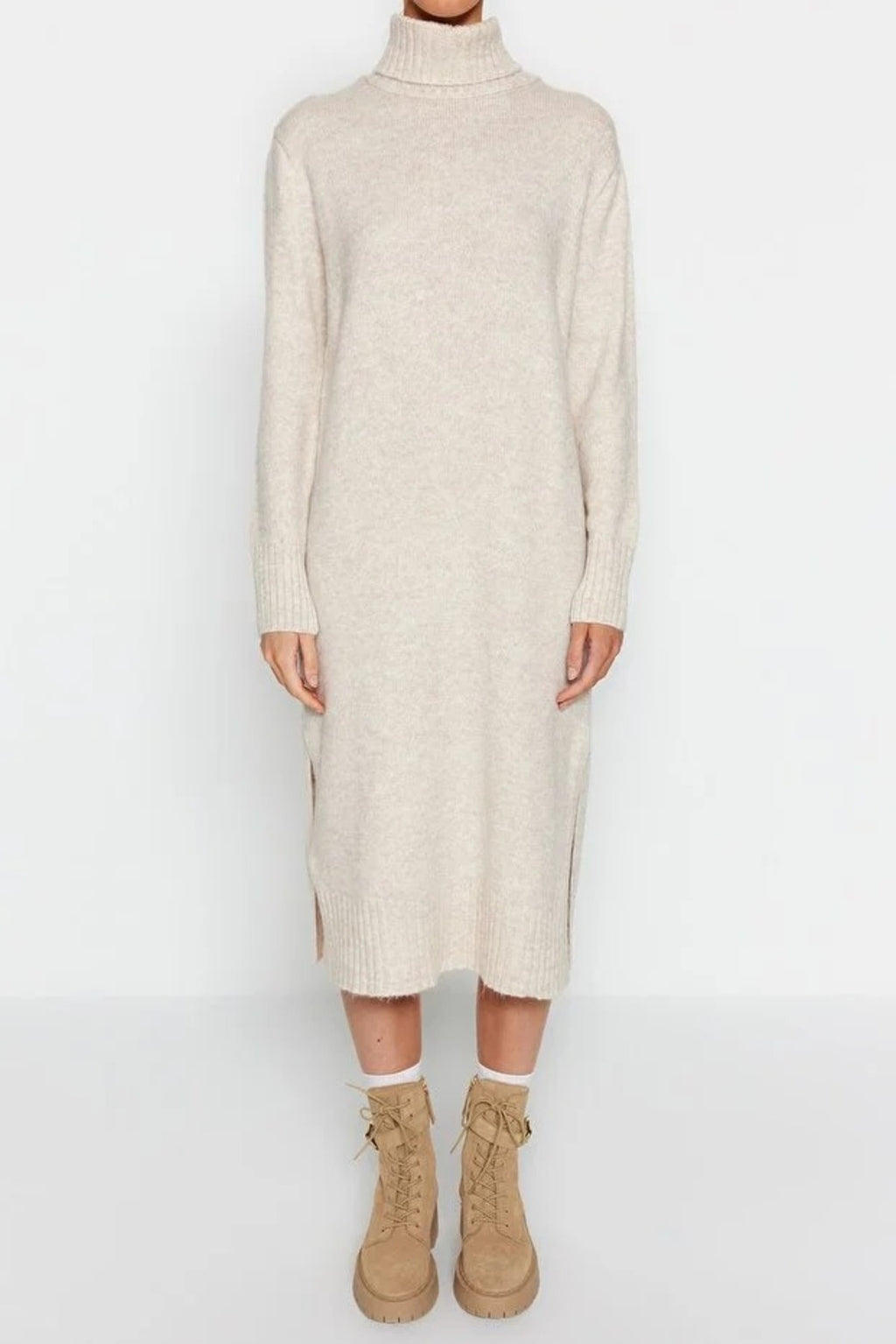 Midi Wide Cut Soft Texture Knit Dress