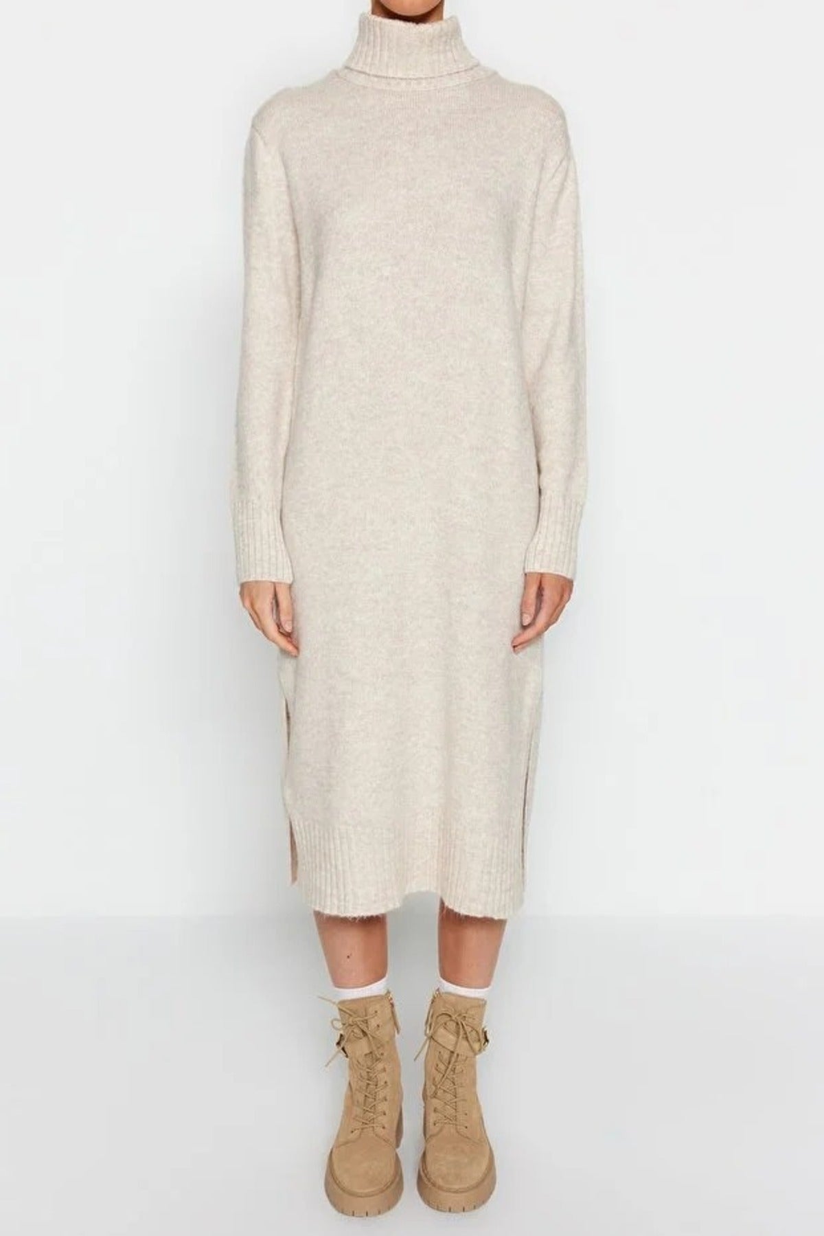 Midi Wide Cut Soft Texture Knit Dress