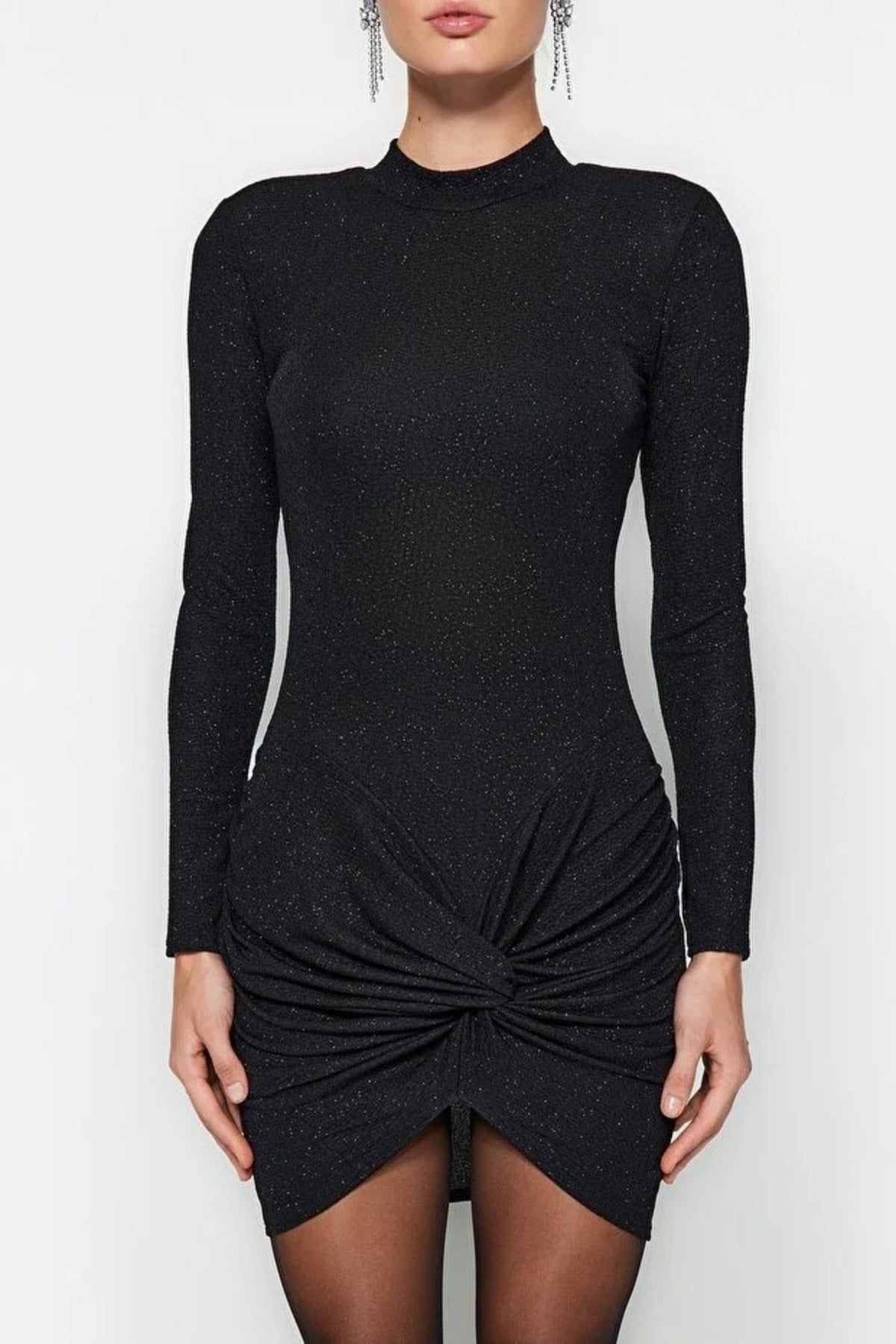Sparkly Glittery Knit Short Elegant Evening Dress