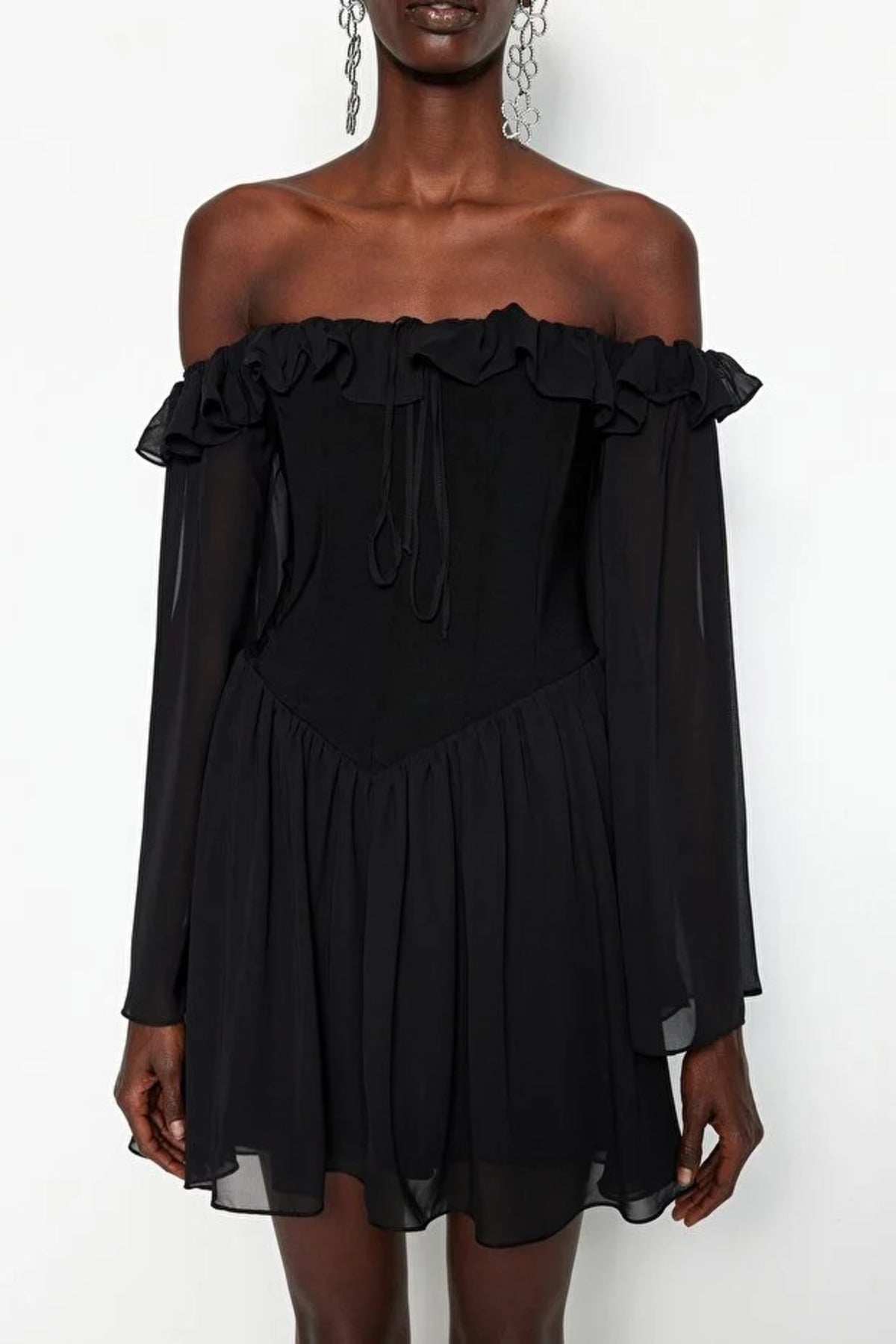A-Line Ruffle Chiffon Evening Dress