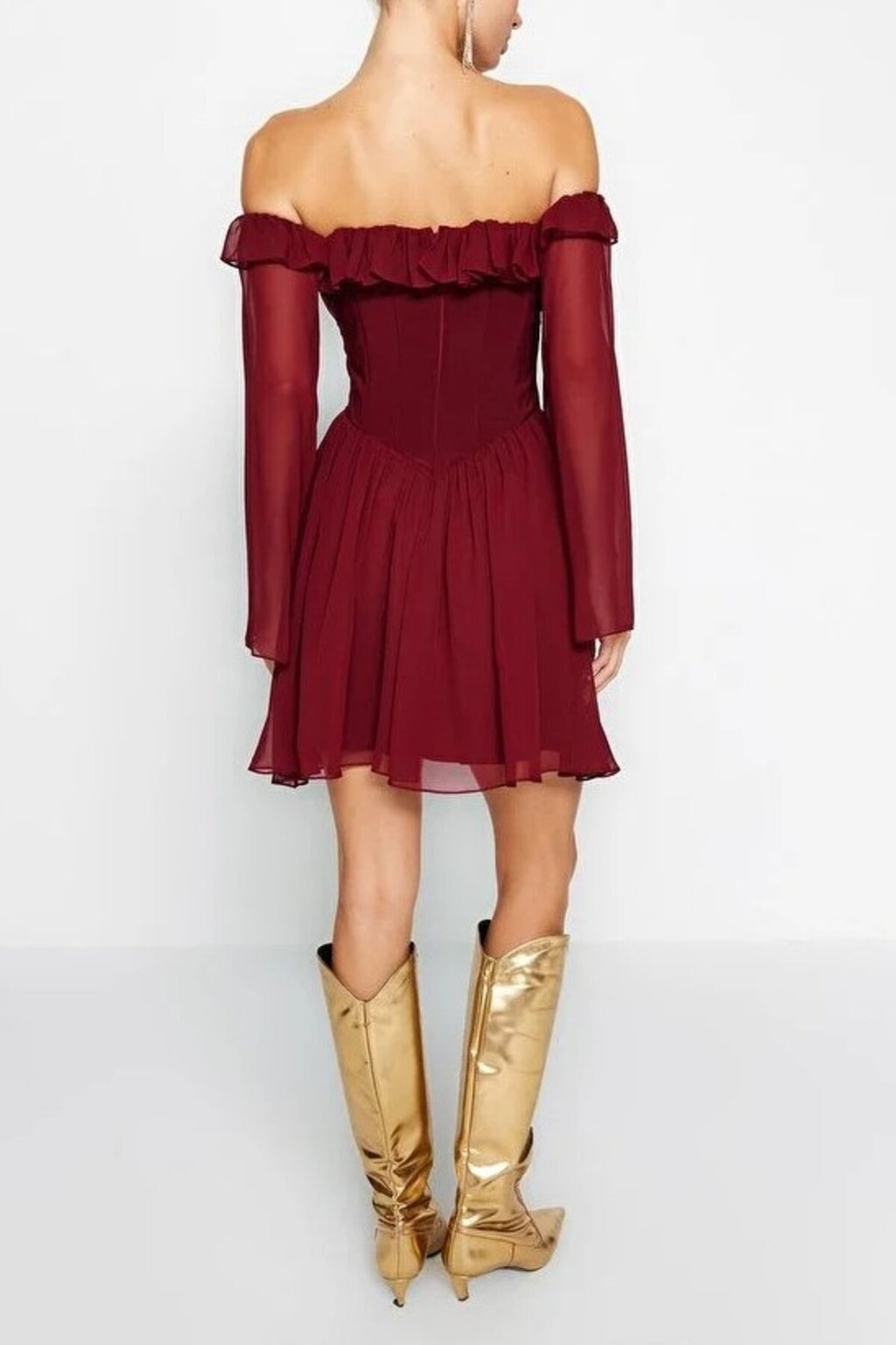 A-Line Ruffle Chiffon Evening Dress