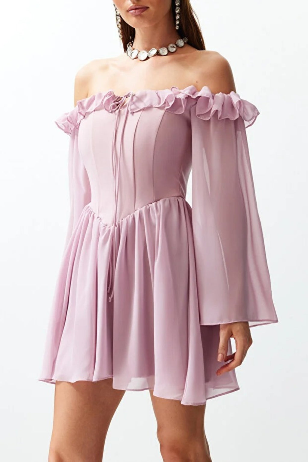 A-Line Ruffle Chiffon Evening Dress