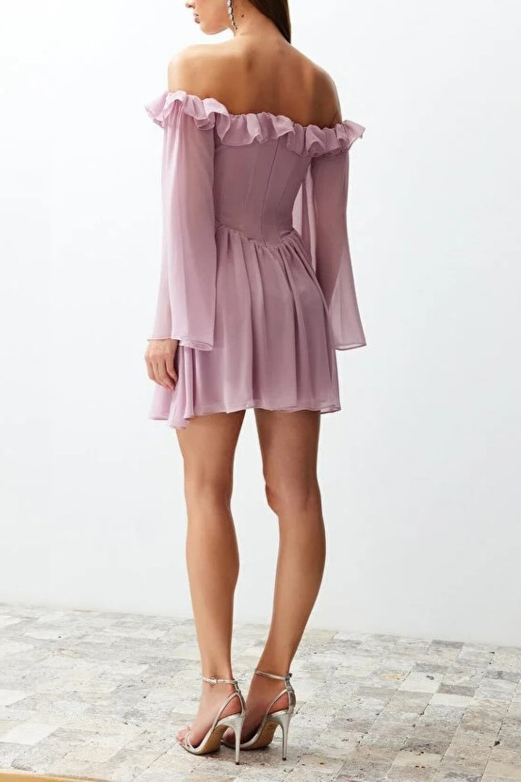 A-Line Ruffle Chiffon Evening Dress