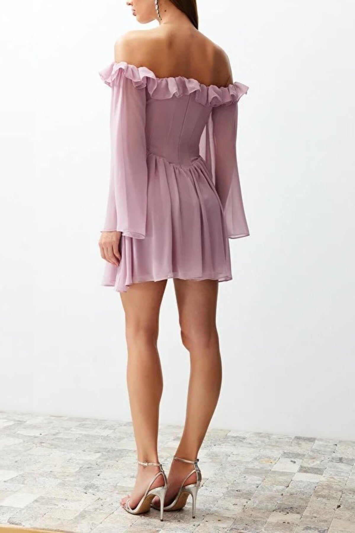 A-Line Ruffle Chiffon Evening Dress