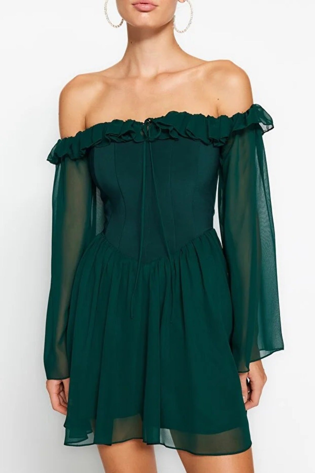 A-Line Ruffle Chiffon Evening Dress