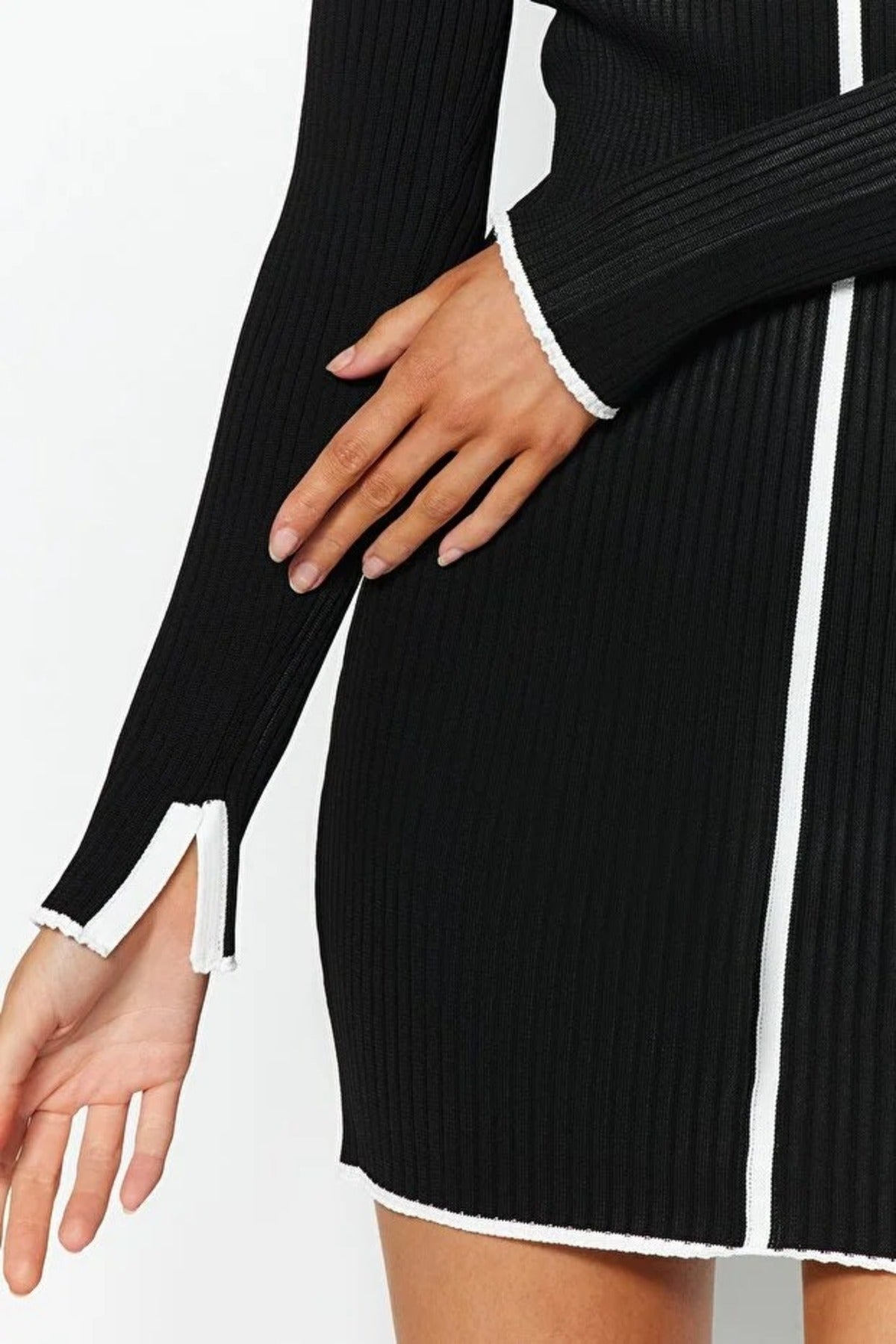 Mini Color Block Fitted Knit Dress
