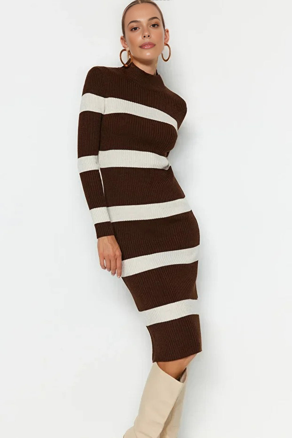 Midi Knit Striped Dress