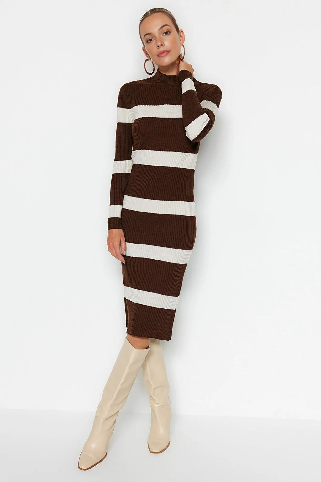 Midi Knit Striped Dress