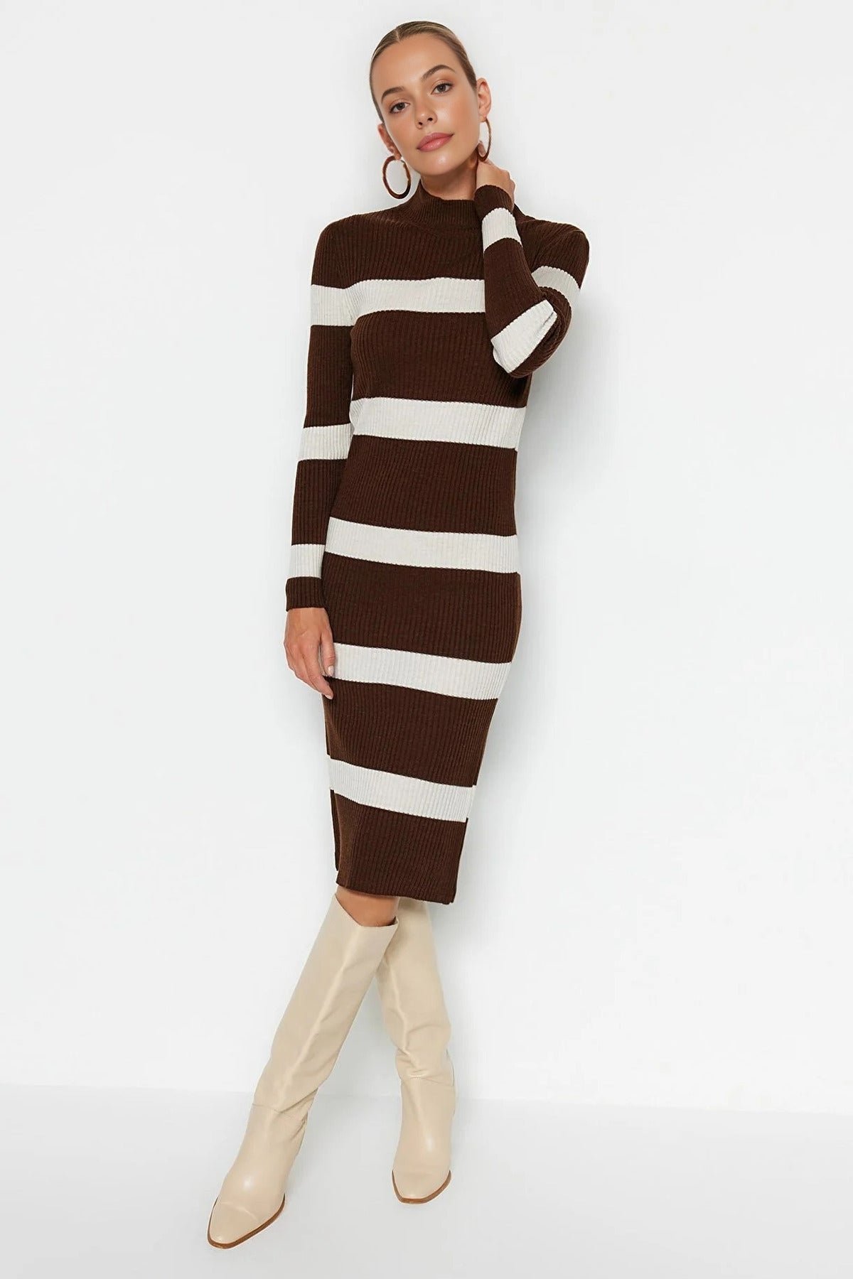 Midi Knit Striped Dress