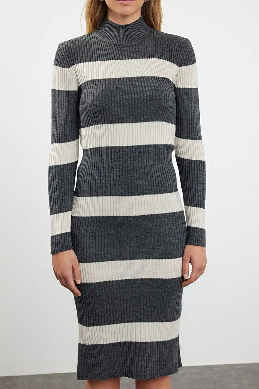 Midi Knit Striped Dress