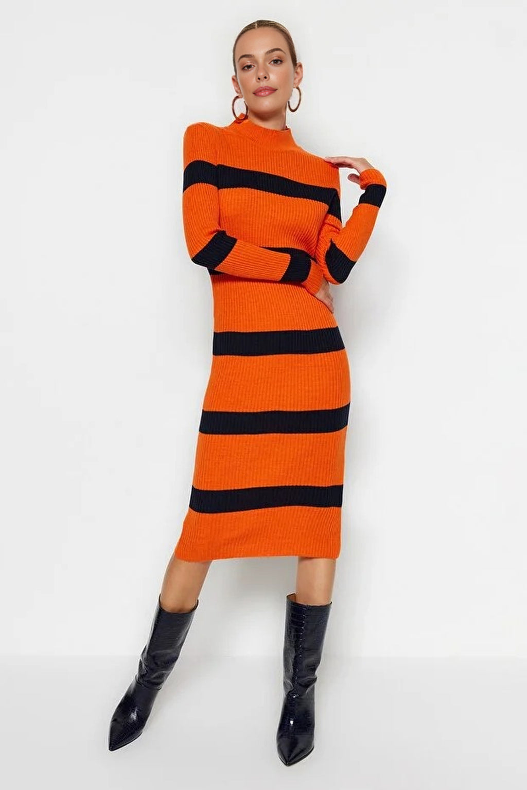 Midi Knit Striped Dress