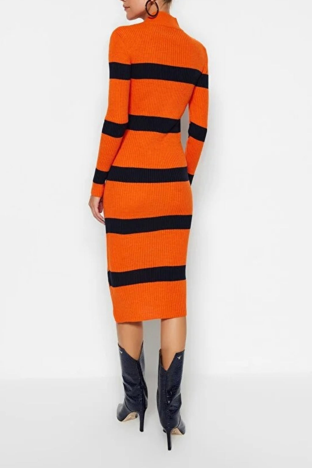 Midi Knit Striped Dress