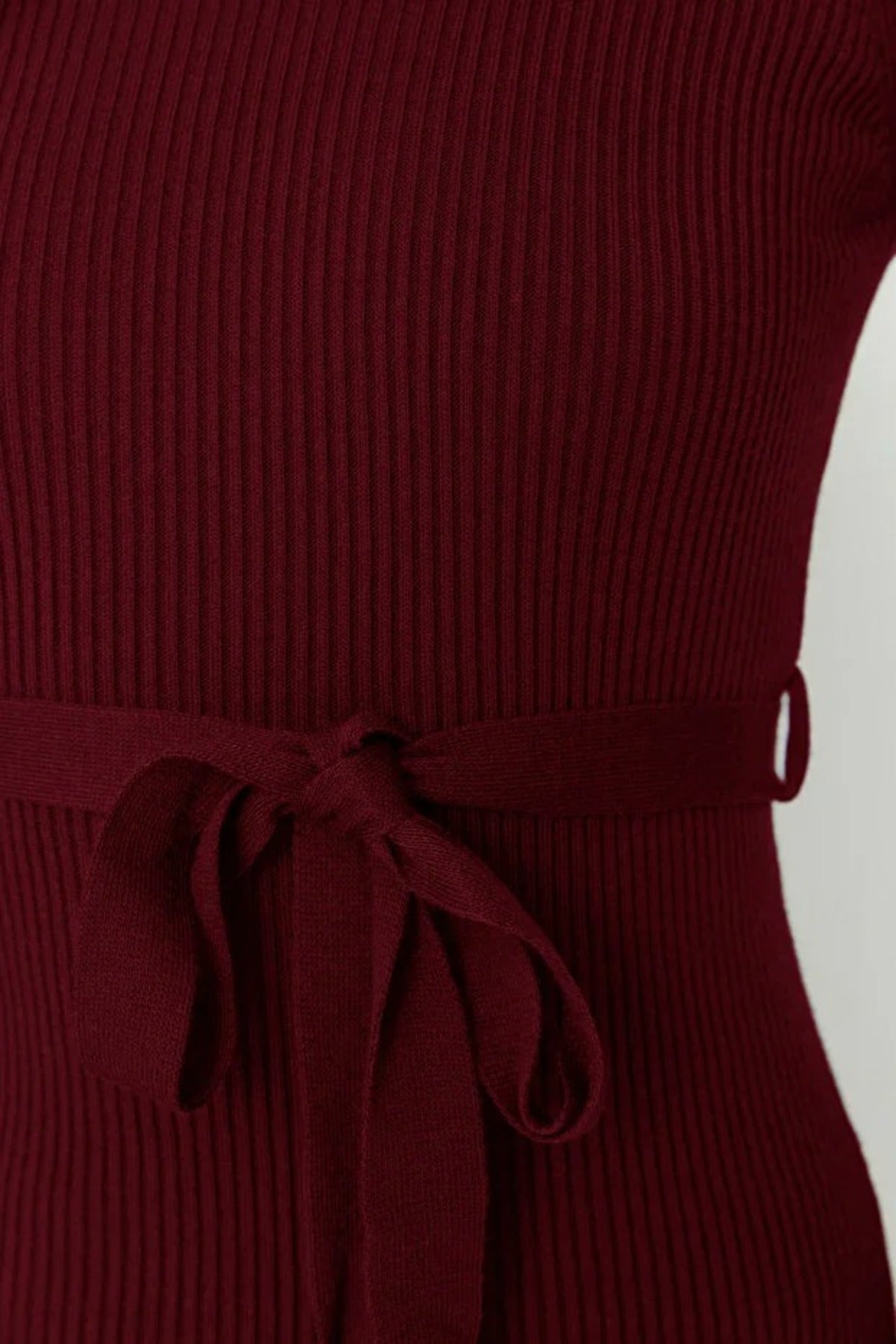 Midi Knit Belt Detail Dress