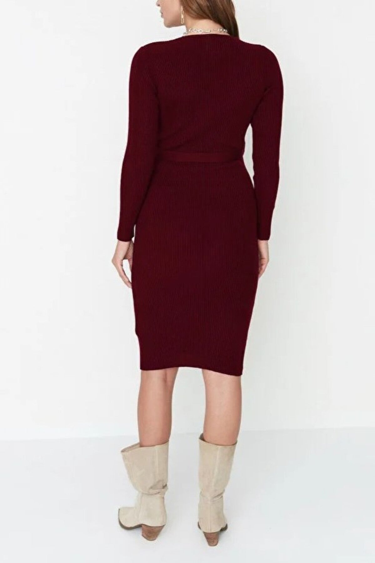Midi Knit Belt Detail Dress