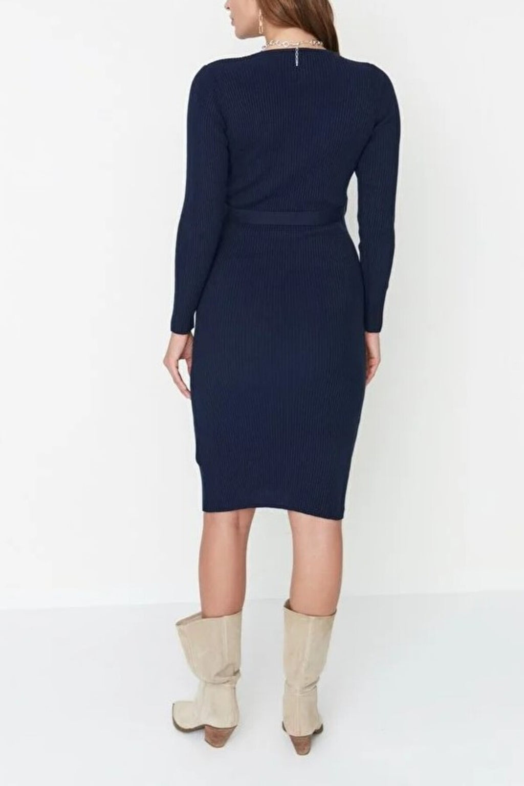 Midi Knit Belt Detail Dress