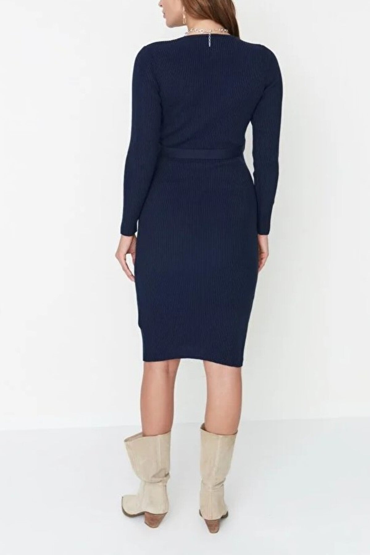 Midi Knit Belt Detail Dress