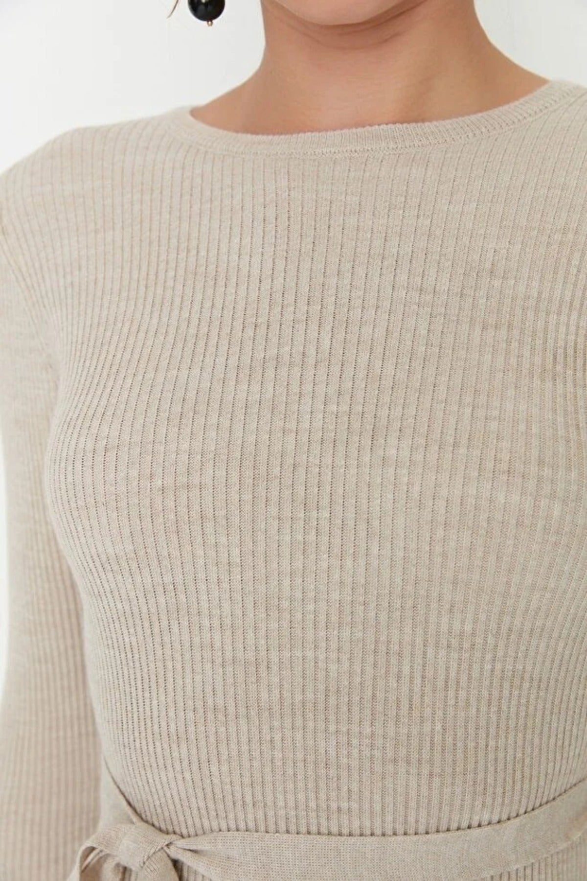 Midi Knit Belt Detail Dress