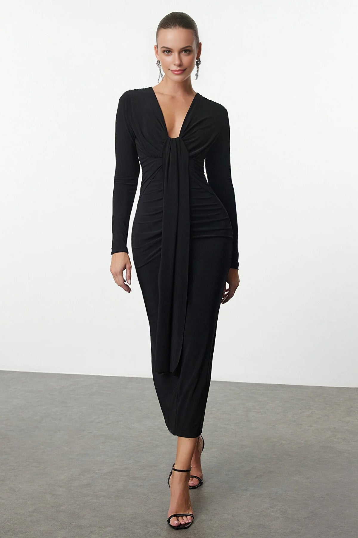 Elegant V-Neck Knit Dress