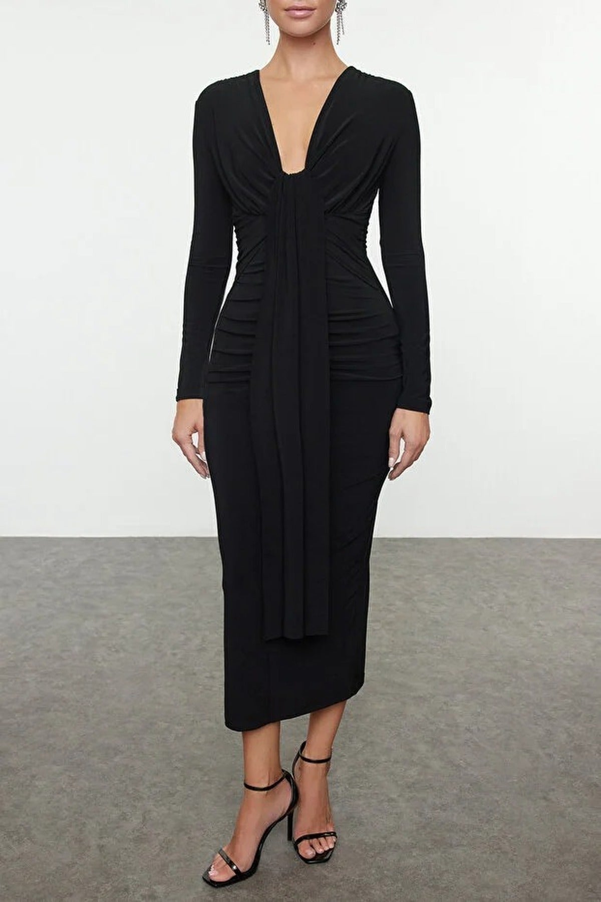 Elegant V-Neck Knit Dress