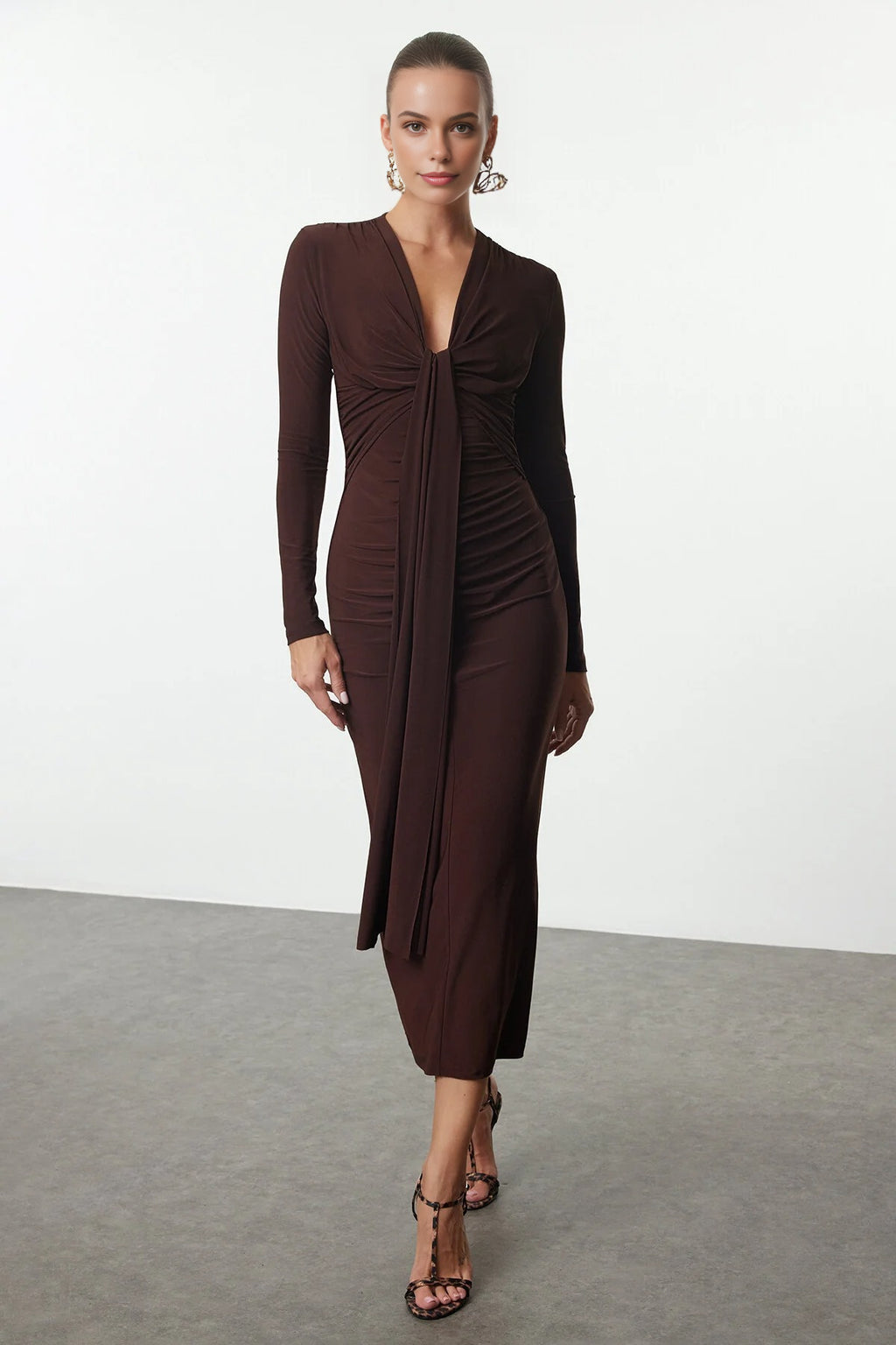 Elegant V-Neck Knit Dress