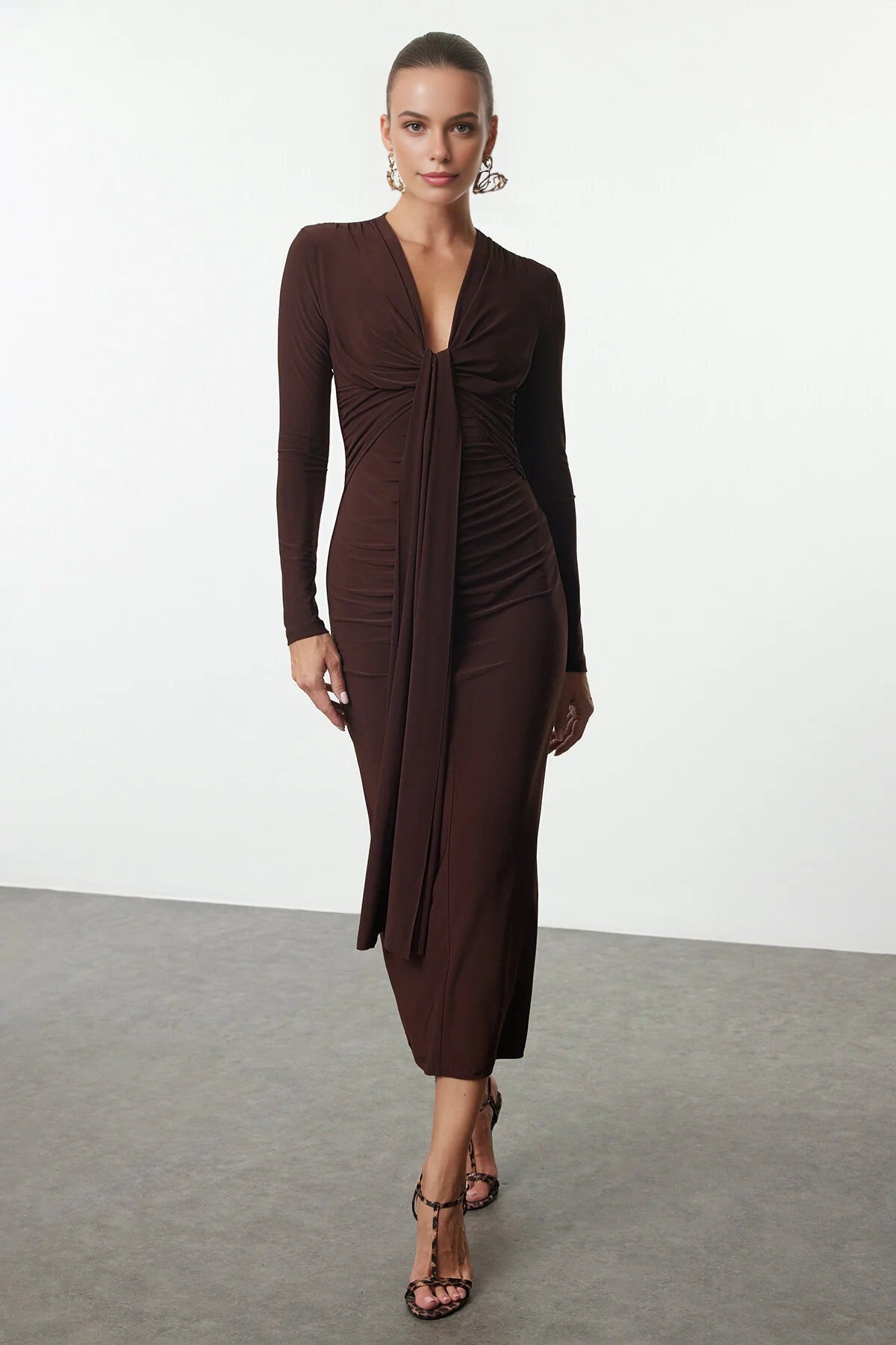 Elegant V-Neck Knit Dress