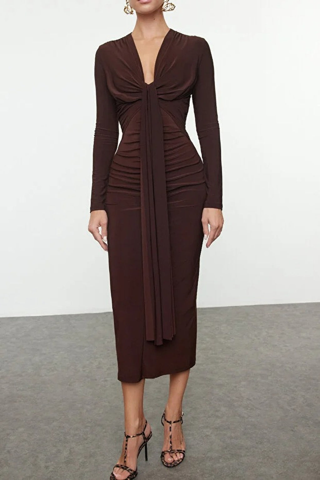 Elegant V-Neck Knit Dress