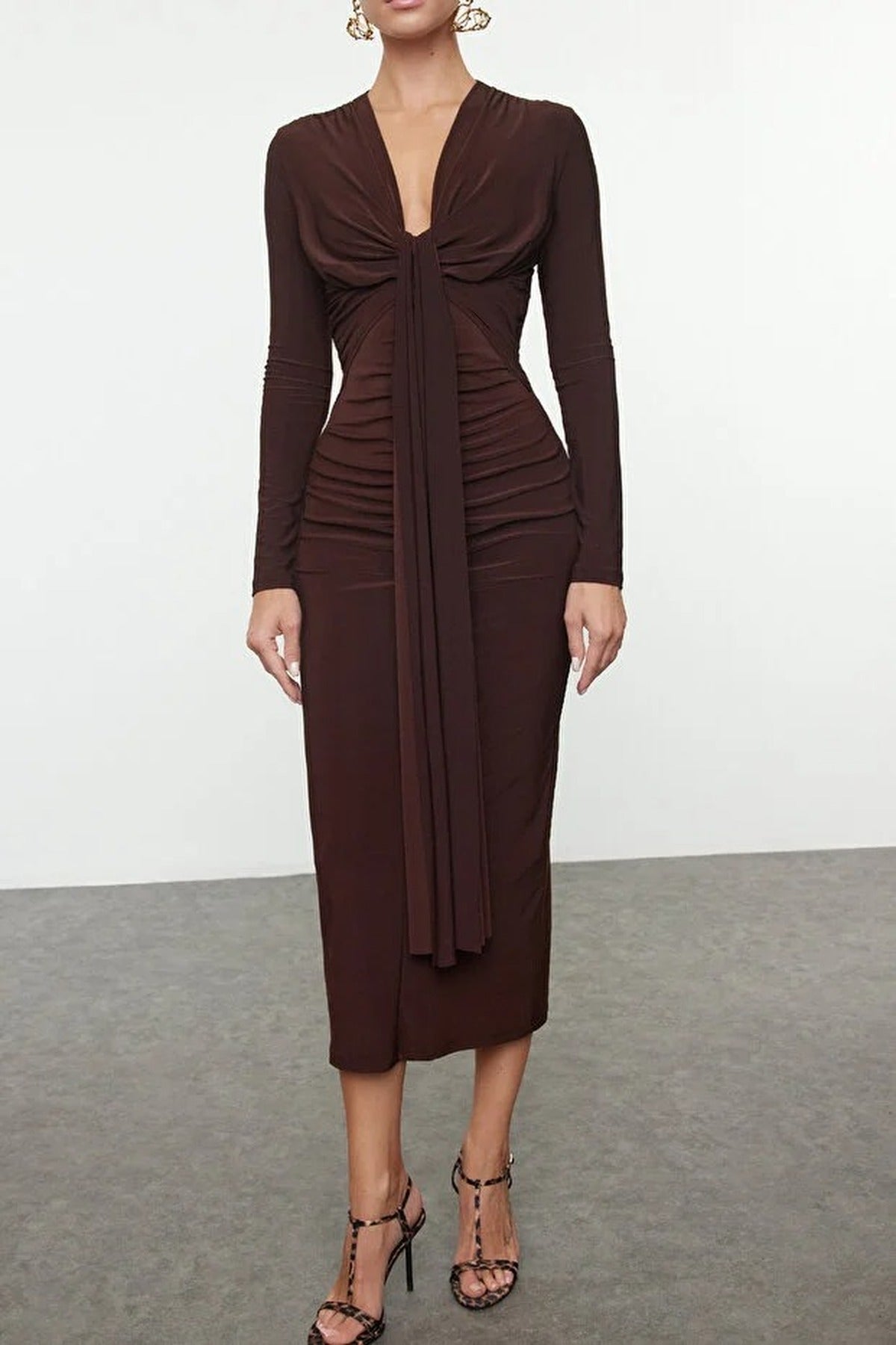 Elegant V-Neck Knit Dress