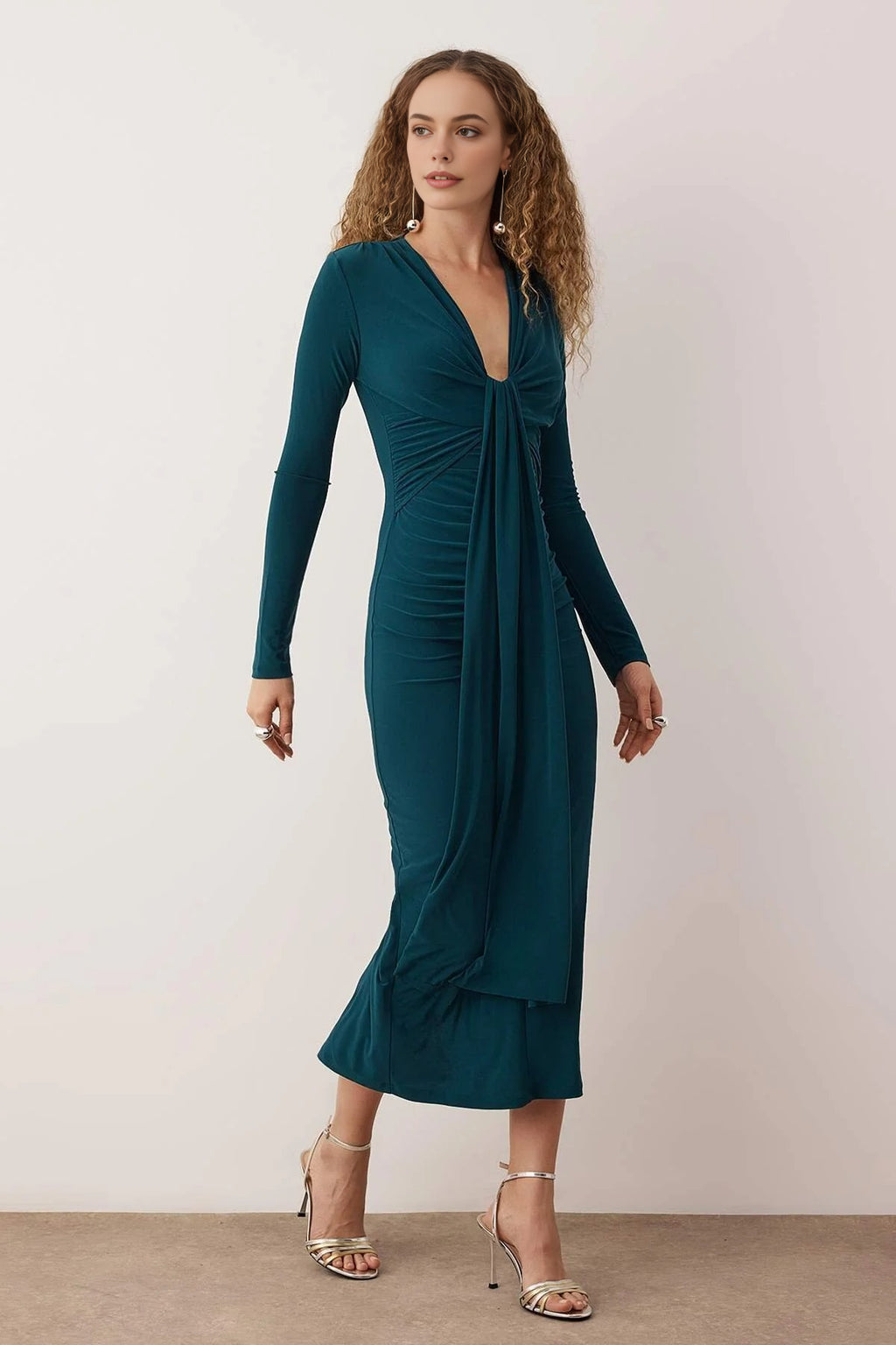 Elegant V-Neck Knit Dress