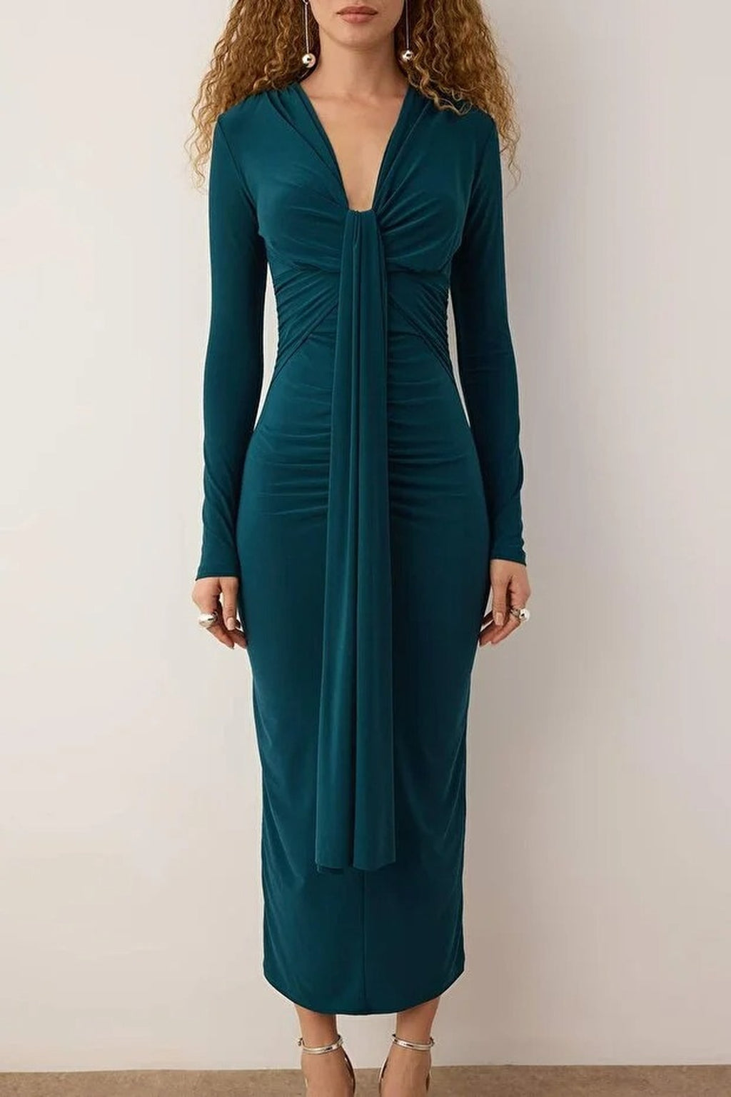 Elegant V-Neck Knit Dress