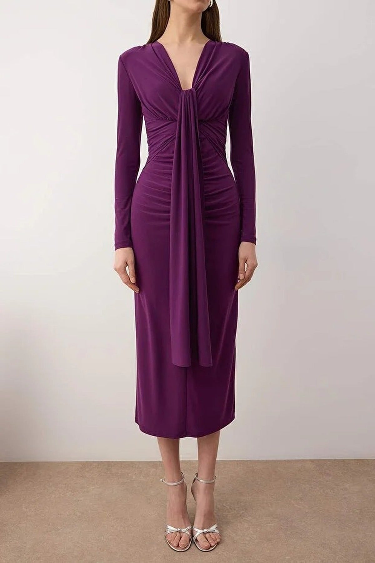 Elegant V-Neck Knit Dress