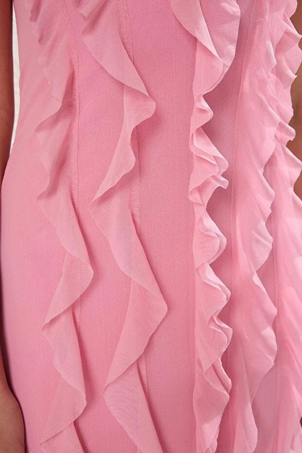 Tulle Evening Dress with Ruffled and Lined