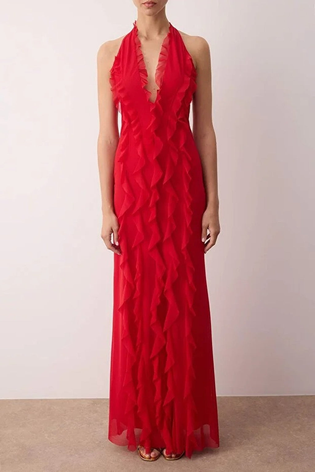 Tulle Evening Dress with Ruffled and Lined