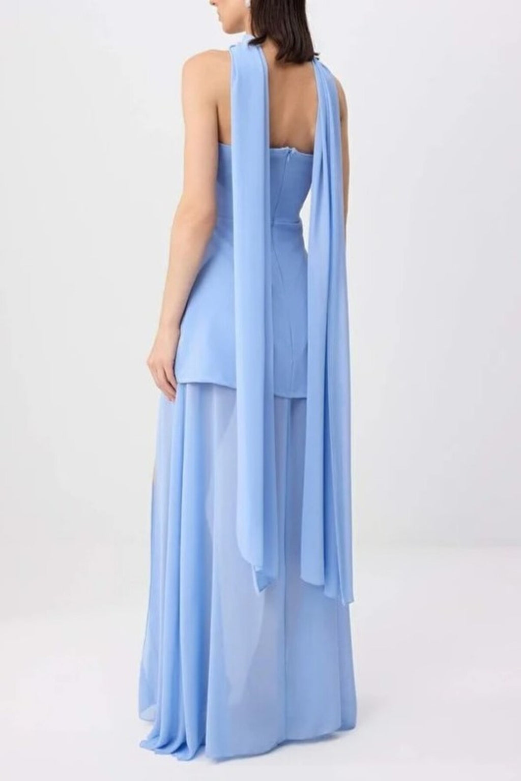 Woven Maxi Evening Dress with Shawl Detail