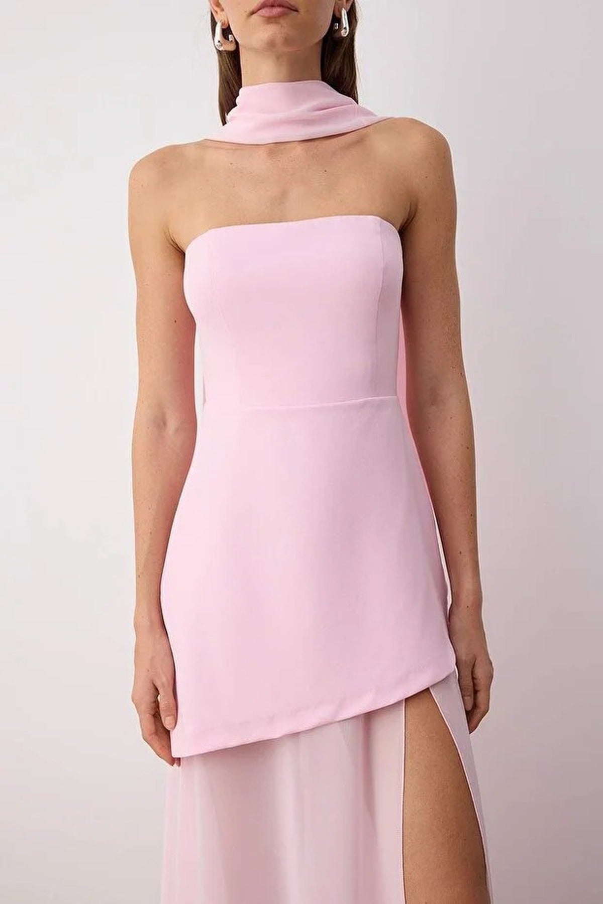 Woven Maxi Evening Dress with Shawl Detail