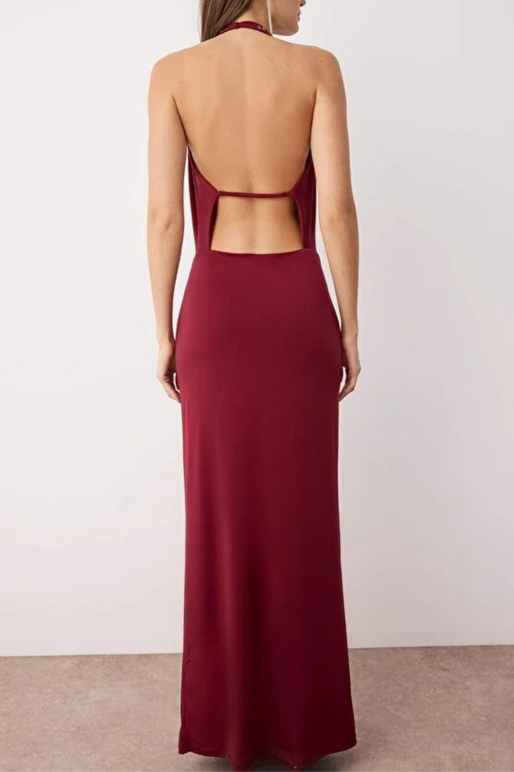 Cowl Neck Evening Dress with Shiny Stone Detail