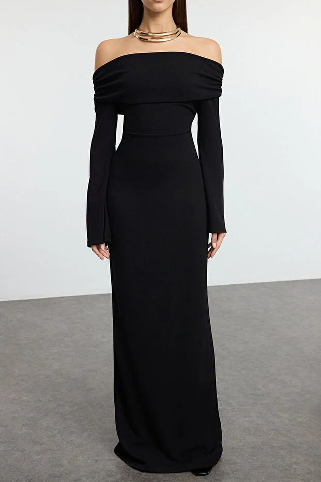 Carmen Collar Maxi Elegant Evening Dress